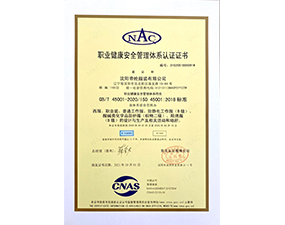 黑龙江职业健康管理体系认证证书